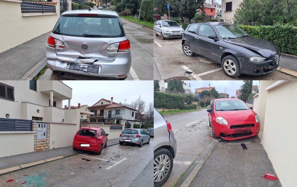 KRŠ I LOM NA ULICAMA ROVINJA Pijan se zabio u čak šest parkiranih automobila
